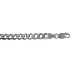 6.8mm Rhodium Plated Curb Chain, 8" - 28" Length, Sterling Silver